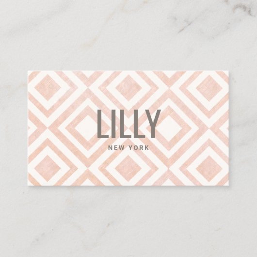 Chique Modern Blush Roze Geometrisch Patroon Busin Visitekaartje (Voorkant)