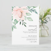 Chique Modern Blush Roze Waterverf Bloemen Bruilof Kaart (Staand voorkant)
