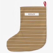 Chique Modern Bruin en Wit Patroon Monogram Grote Kerstsok (Achterkant)