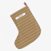 Chique Modern Bruin en Wit Patroon Monogram Grote Kerstsok (Achterkant (Hangend))