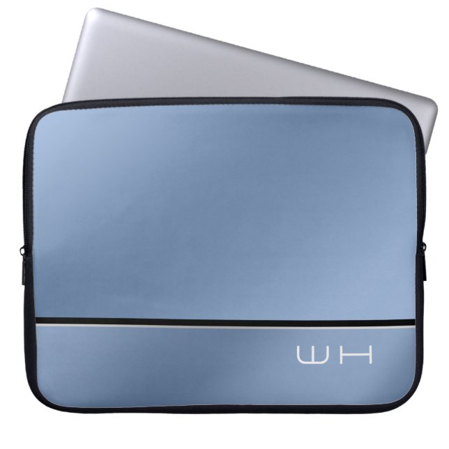 Chique Modern Business Blauw Laptop Sleeve (Voorkant)