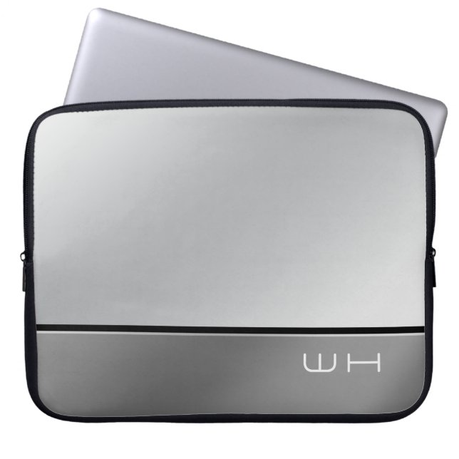 Chique Modern Business Grijs Laptop Sleeve (Voorkant)