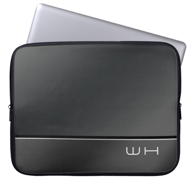 Chique Modern Business Zwart Laptop Sleeve (Voorkant)