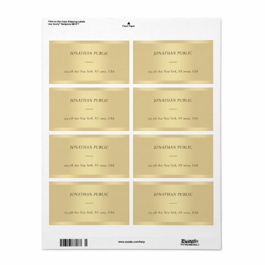 Chique Modern Cursive Font Sjabloon Gold Verzendin Etiket (Full Sheet)