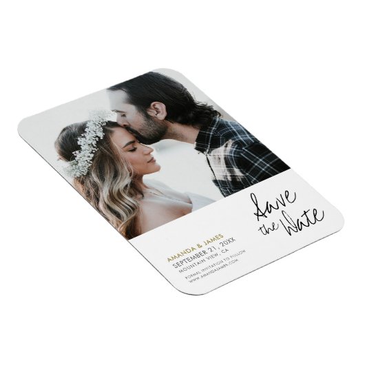Chique Modern Custom Photo Wedding Sla de datum op Magneet (Rechterzijde)