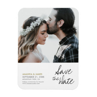 Chique Modern Custom Photo Wedding Sla de datum op Magneet