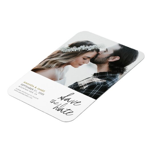 Chique Modern Custom Photo Wedding Sla de datum op Magneet (Linkerzijde)