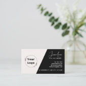 Chique & modern design van zwart en wit visitekaartje (Staand voorkant)