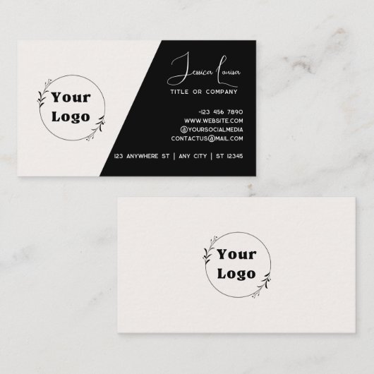 Chique & modern design van zwart en wit visitekaartje (Voorkant / Achterkant)