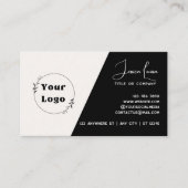 Chique & modern design van zwart en wit visitekaartje (Voorkant)