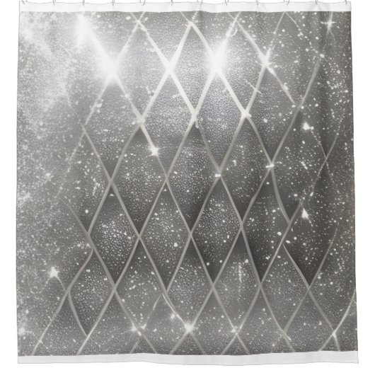 Chique Modern Faux Bling Sparkly Silver Douchegordijn (Voorkant)