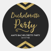 Chique Modern Faux Gold Chevron Bachelorette Party Ronde Sticker (Voorkant)