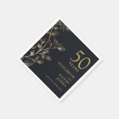 Chique Modern Goud Bloemen 50ste Bruiloft Jubileum Servet (Hoek)