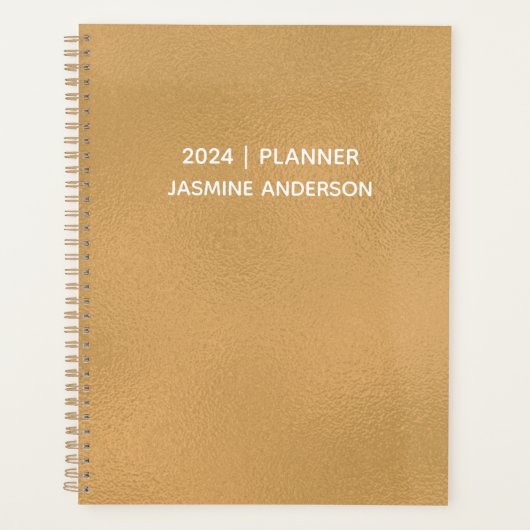 Chique Modern Goud Wit 2024 Wekelijks Maandelijks Planner (Voorkant)