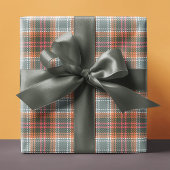 Chique Modern Grijs Sinaasappel Plaid Tweed Patroo Cadeaupapier