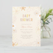Chique modern handgetekend Floral Boho Baby shower Kaart (Staand voorkant)