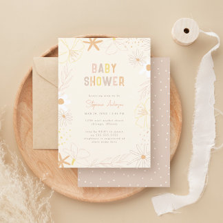 Chique modern handgetekend Floral Boho Baby shower Kaart