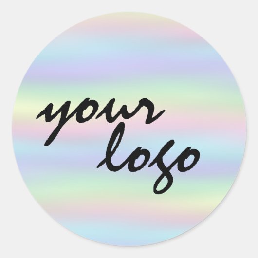 Chique Modern holografisch pastel regenboogmerk lo Ronde Sticker (Voorkant)