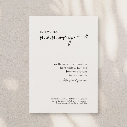 Chique Modern In Loving Memory Trouwbord Poster