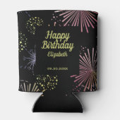 Chique Modern Kleurrijk Vuurwerk Zwart Verjaardag Blikjeskoeler (Achterkant)