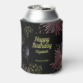 Chique Modern Kleurrijk Vuurwerk Zwart Verjaardag Blikjeskoeler (Blikje Achterkant)