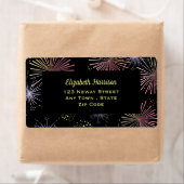Chique Modern Kleurrijk Vuurwerk Zwart Verjaardag Etiket (Insitu)
