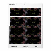 Chique Modern Kleurrijk Vuurwerk Zwart Verjaardag Etiket (Full Sheet)