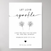 Chique Modern Laat Liefde Sparkle Teken Trouwbord Poster (Voorkant)