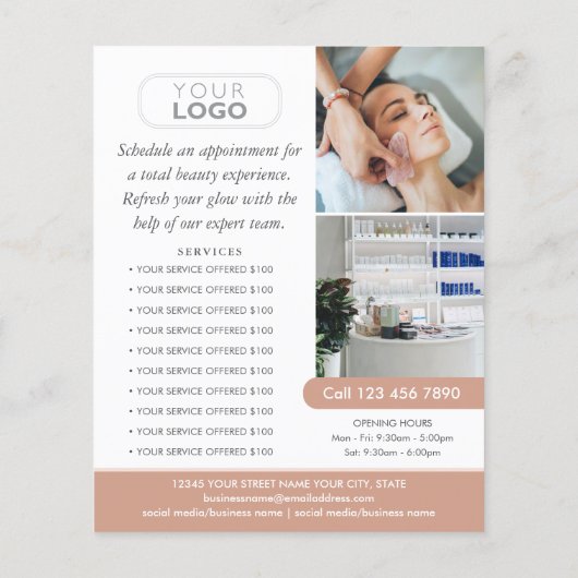 Chique Modern Make-up Schoonheidssalon Terracotta  Flyer (Achterkant)