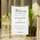 Chique, modern, minimale zwart-wit bruiloft spandoek