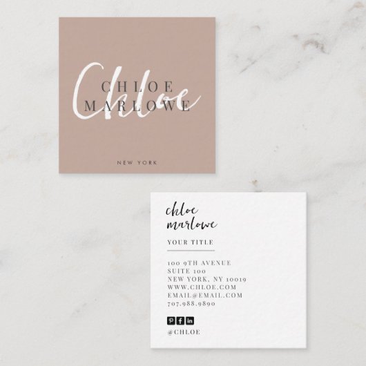 Chique modern minimalistisch monogram vierkante visitekaartje (Voorkant / Achterkant)