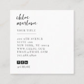 Chique modern minimalistisch monogram vierkante visitekaartje (Achterkant)