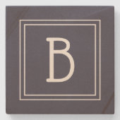 Chique Modern Monogram Donkerblauw & Wit Initiaal Stenen Onderzetter (Voorkant)