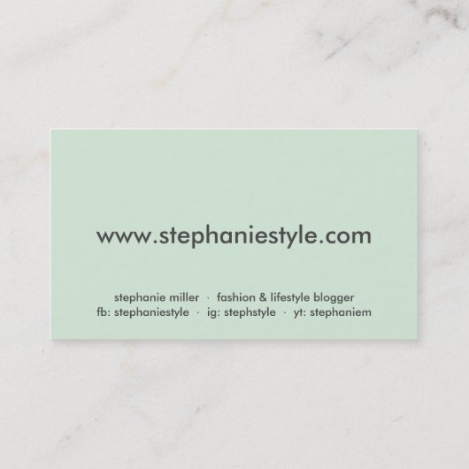 Chique modern pastel koraal mint tint mode blogger visitekaartje (Achterkant)