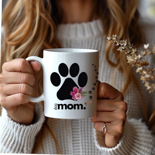 Chique Modern Paw Print Hondenmoeder Koffie Mok