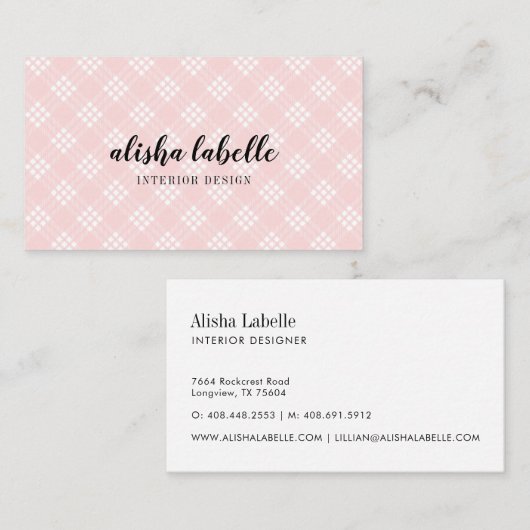 Chique & modern pluche roze plaid visitekaartje (Voorkant / Achterkant)