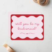 Chique Modern Rood & Roze Trendy Bruidsmeisje Voor Notitiekaartje (Voorkant / Achterkant in situ)