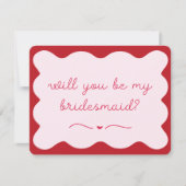 Chique Modern Rood & Roze Trendy Bruidsmeisje Voor Notitiekaartje (Voorkant)