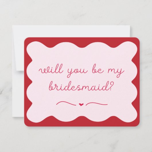 Chique Modern Rood & Roze Trendy Bruidsmeisje Voor Notitiekaartje (Voorkant)