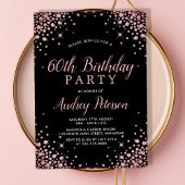 Chique Modern Roos Gouden Glitter Zwart 60e Verjaa Kaart