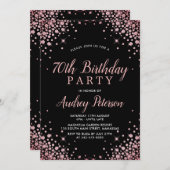 Chique Modern Roos Gouden Glitter Zwart 70e Verjaa Kaart (Voorkant / Achterkant)