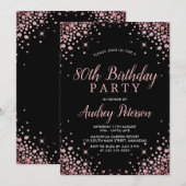 Chique Modern Roos Gouden Glitter Zwart 80ste Verj Kaart (Voorkant / Achterkant)