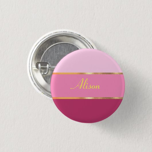 chique modern roze goud Naam Ronde Button 3,2 Cm (Voorkant /achterkant)