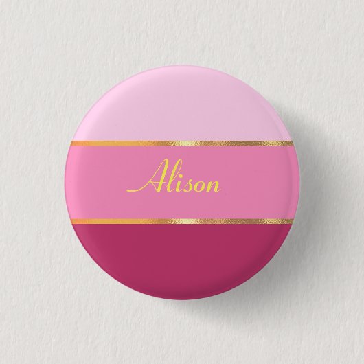 chique modern roze goud Naam Ronde Button 3,2 Cm (Voorkant)