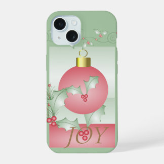 Chique Modern Roze Groen Kerstvreugde iPhone 15 Case