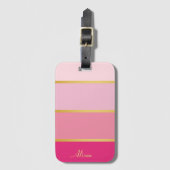 Chique Modern roze Strepen goud Naam Bagagelabel (Voorkant (verticaal))