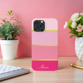 Chique Modern roze Strepen goud Naam Case-Mate iPhone Case