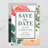 Chique Modern Roze Waterverf Bloemen Foto Bruiloft Save The Date (Voorkant / Achterkant)