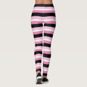 Chique Modern Roze, Zwart & Wit Strepen Leggings (Achterkant)