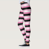 Chique Modern Roze, Zwart & Wit Strepen Leggings (Links)